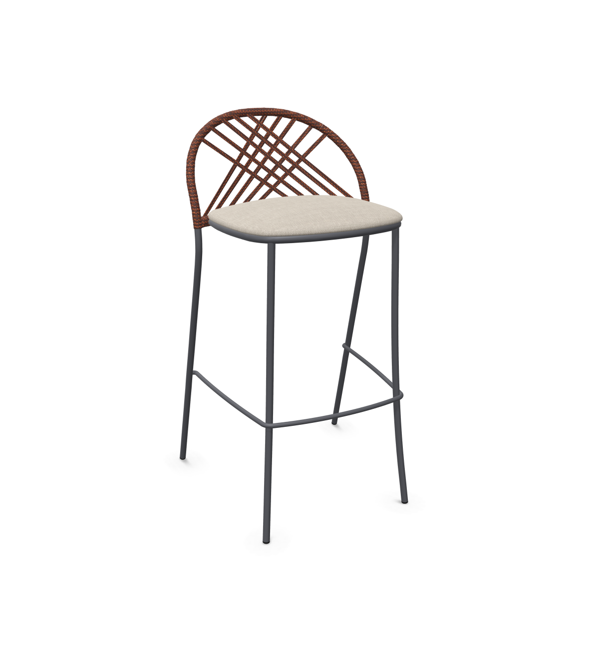 expormim I Petale niedriger Barstuhl mit Seil im Rautenmuster, 2er Set