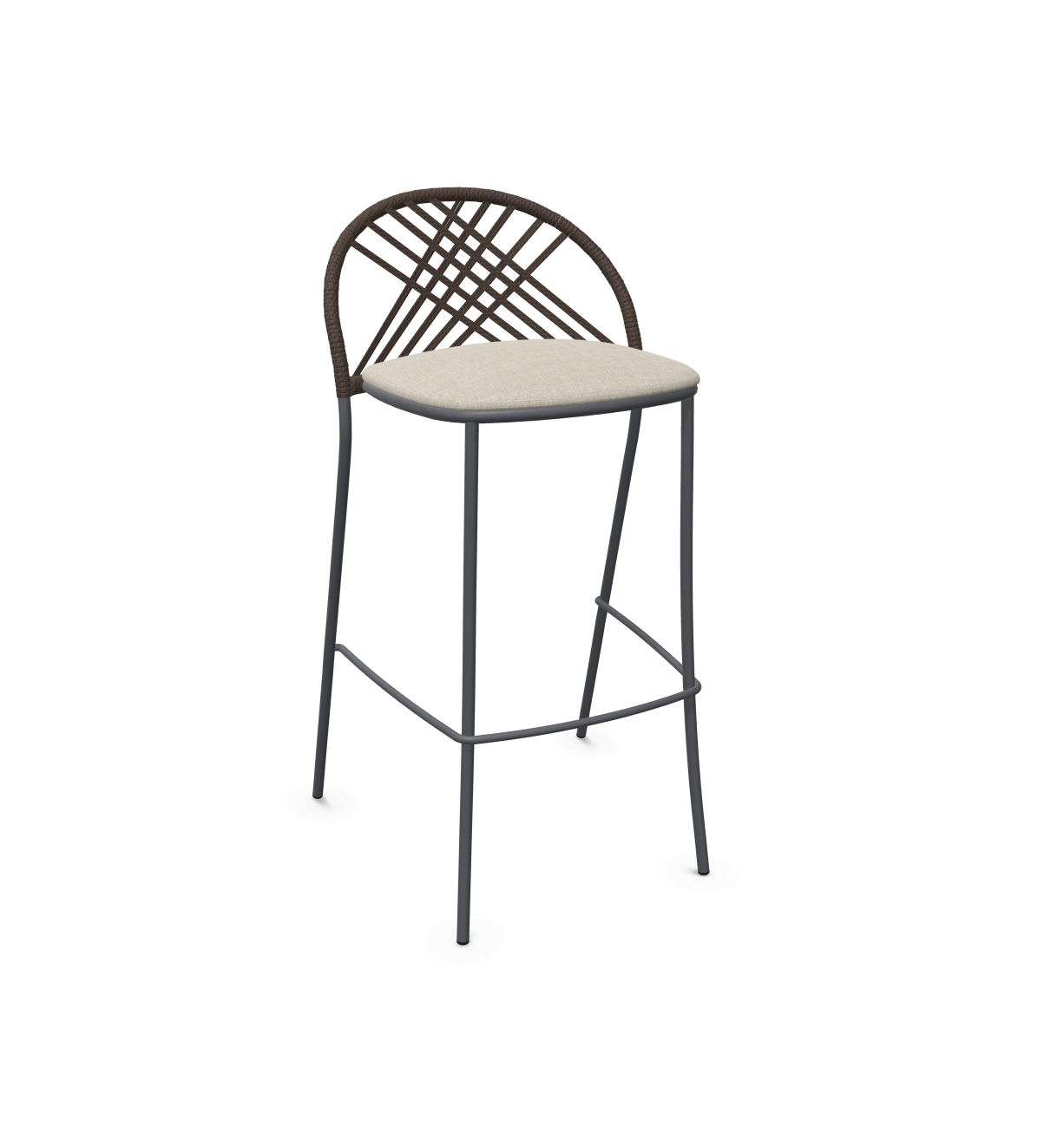 expormim I Petale niedriger Barstuhl mit Seil im Rautenmuster, 2er Set