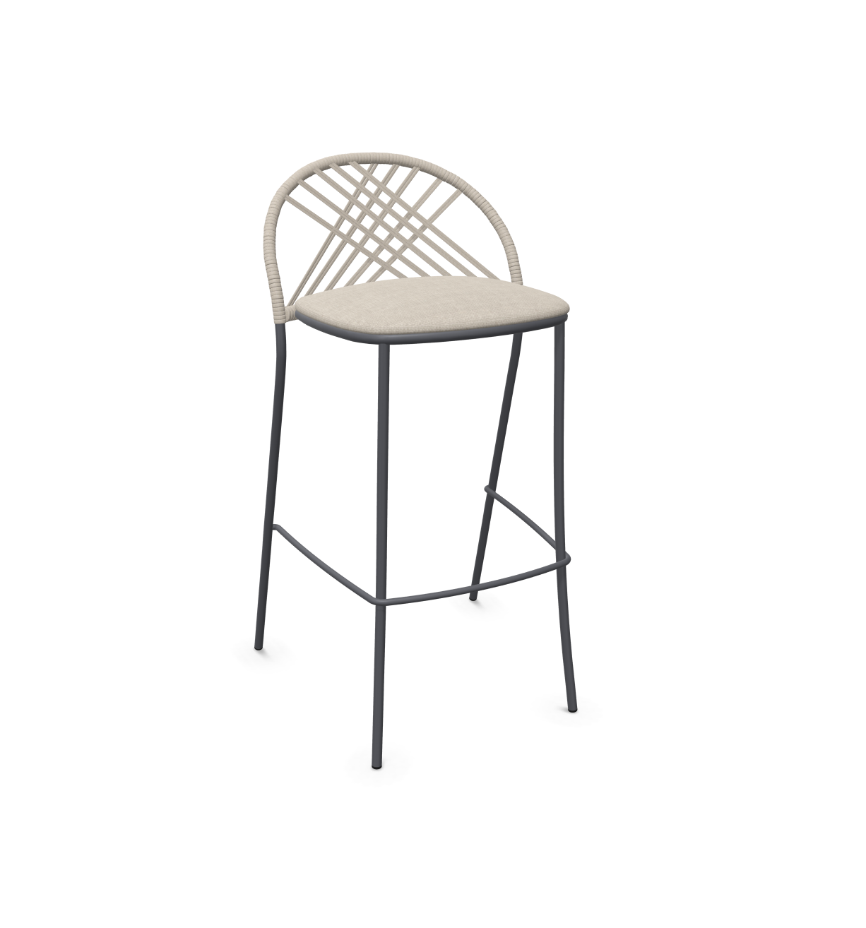 expormim I Petale niedriger Barstuhl mit Seil im Rautenmuster, 2er Set