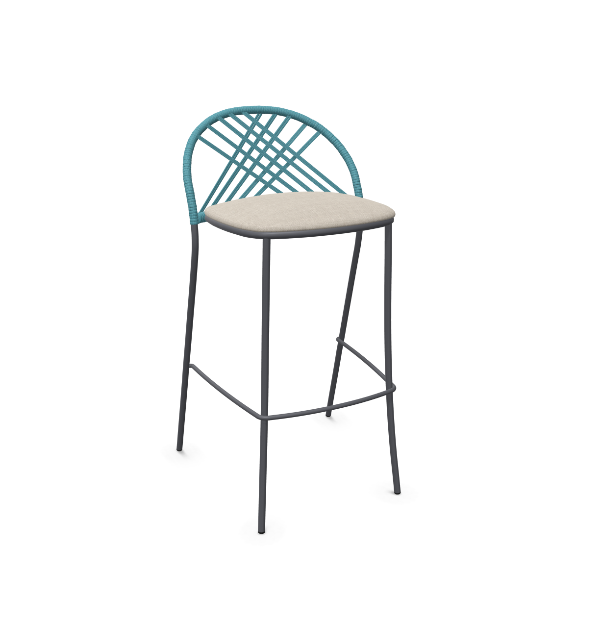 expormim I Petale niedriger Barstuhl mit Seil im Rautenmuster, 2er Set