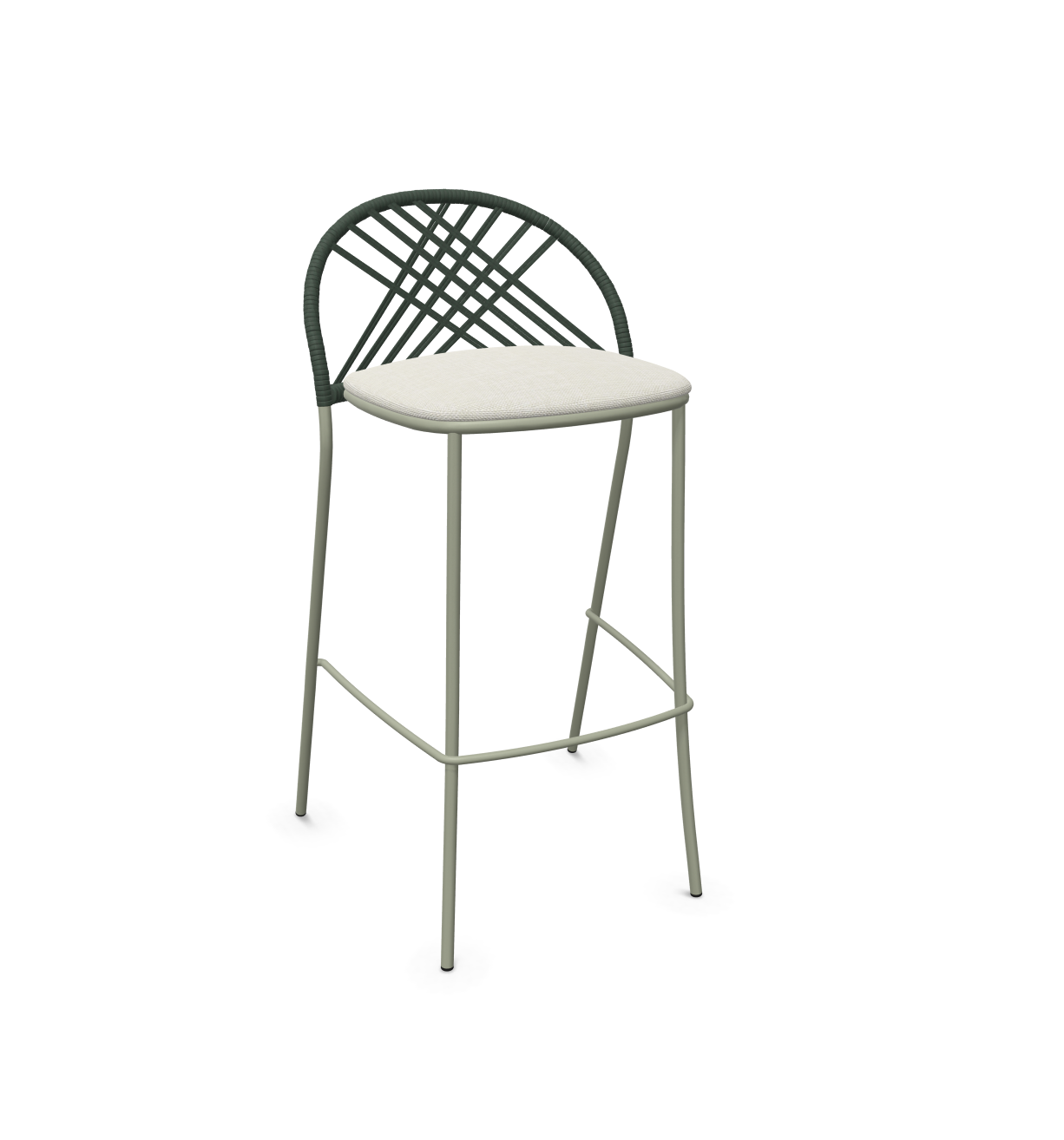 expormim I Petale niedriger Barstuhl mit Seil im Rautenmuster, 2er Set