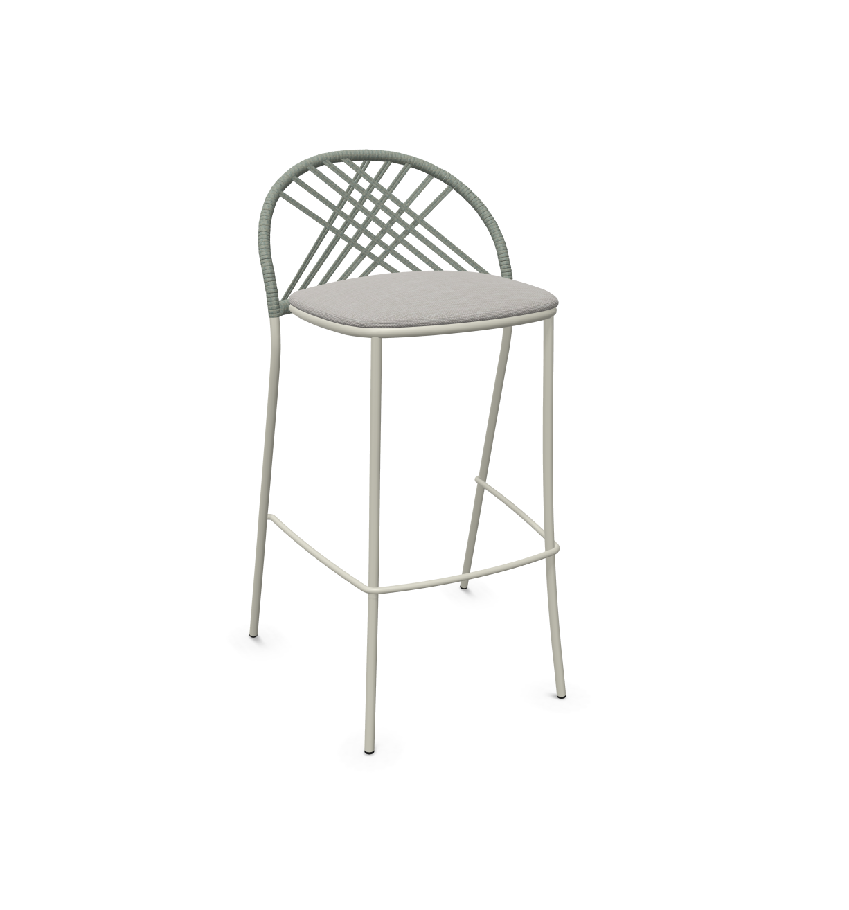 expormim I Petale niedriger Barstuhl mit Seil im Rautenmuster, 2er Set