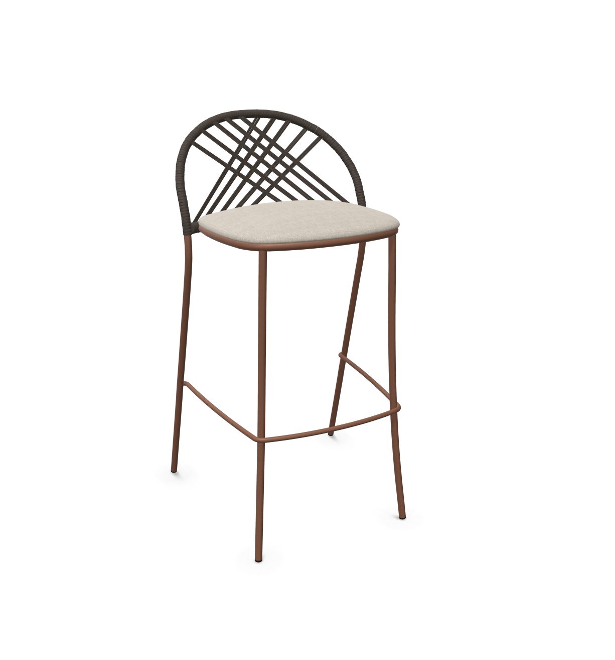 expormim I Petale niedriger Barstuhl mit Seil im Rautenmuster, 2er Set