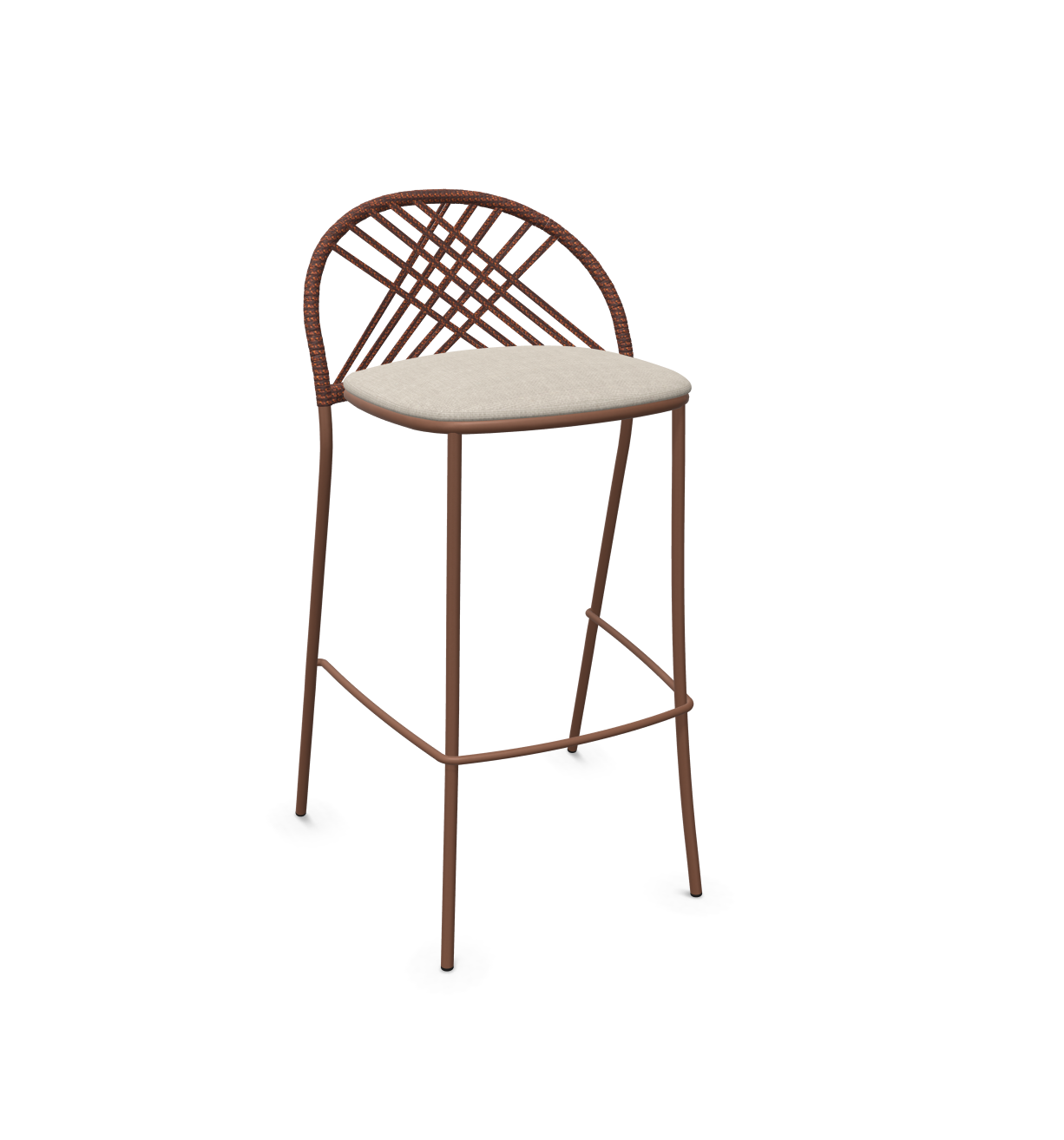 expormim I Petale Barstuhl mit Seil im Rautenmuster, 2er Set