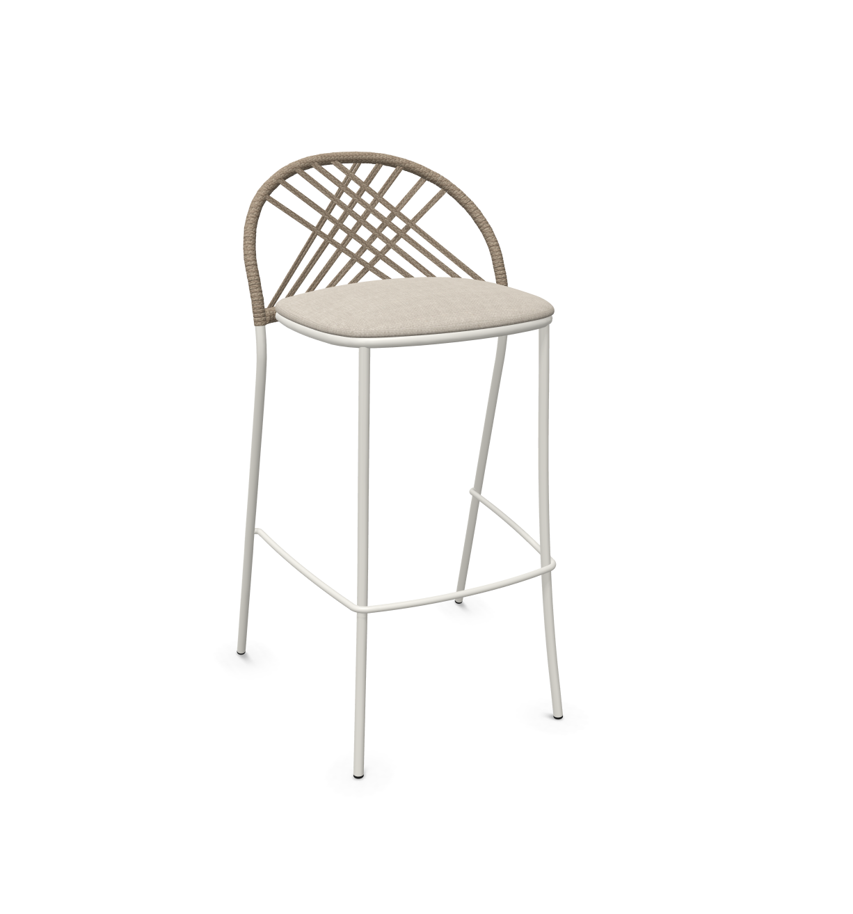 expormim I Petale Barstuhl mit Seil im Rautenmuster, 2er Set