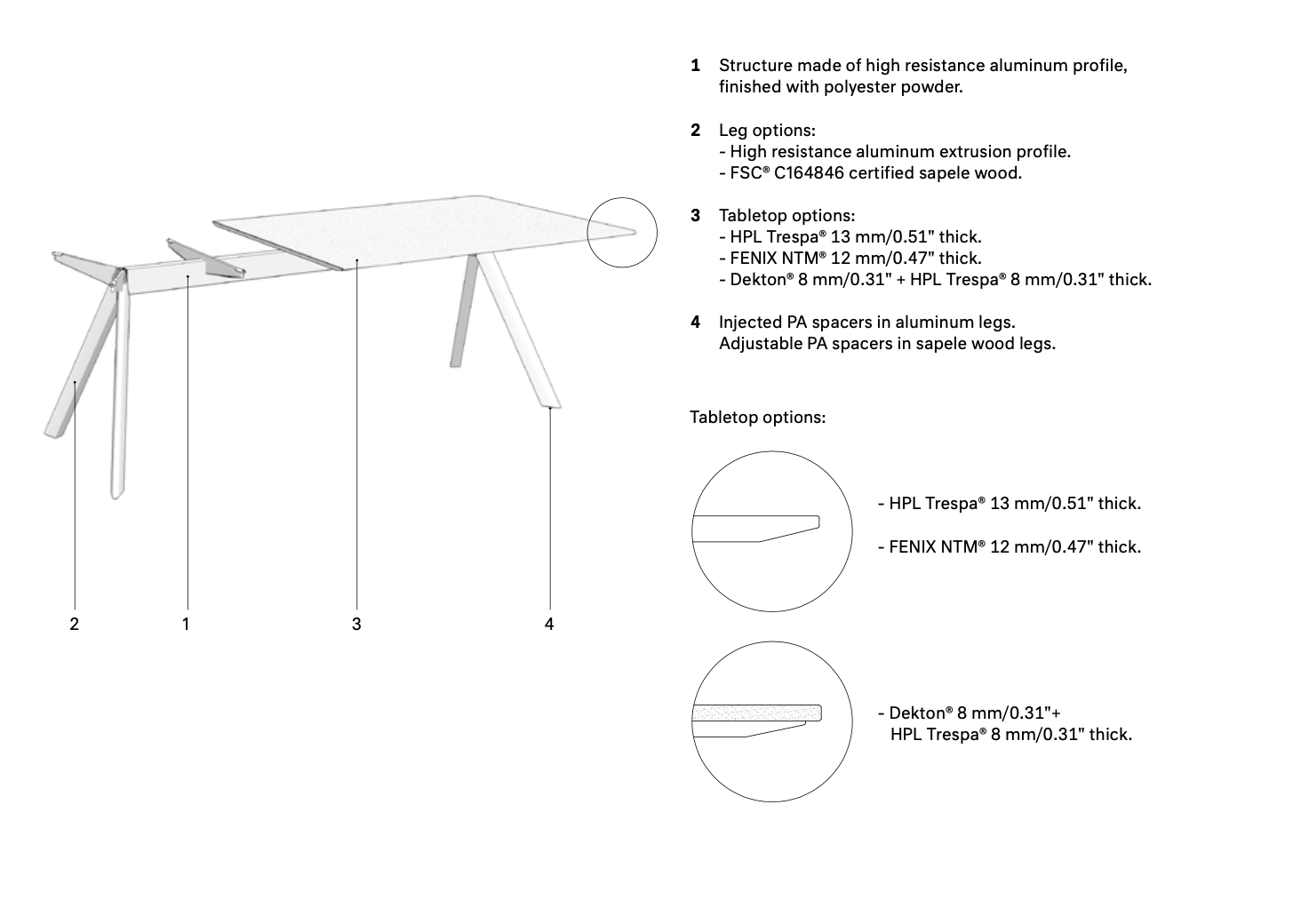 expormim I Atrivm Esstisch 180 cm, rechteckig