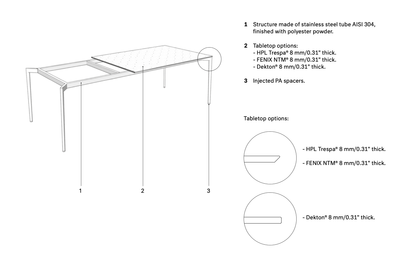 expormim I Nude Esstisch 220/280/340 cm, ausziehbar