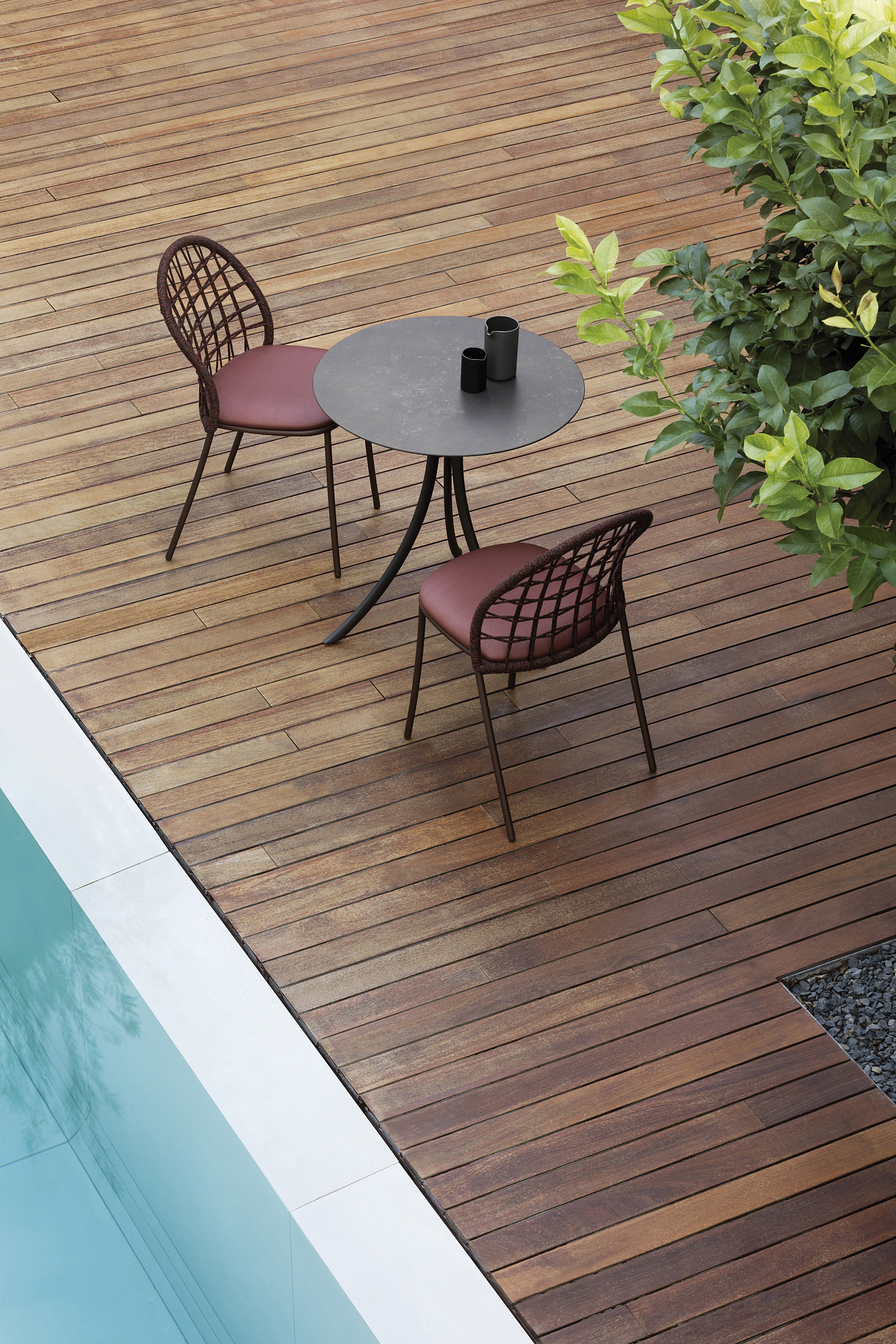 expormim I Petale Stuhl mit Seil im Rautenmuster, 2er Set