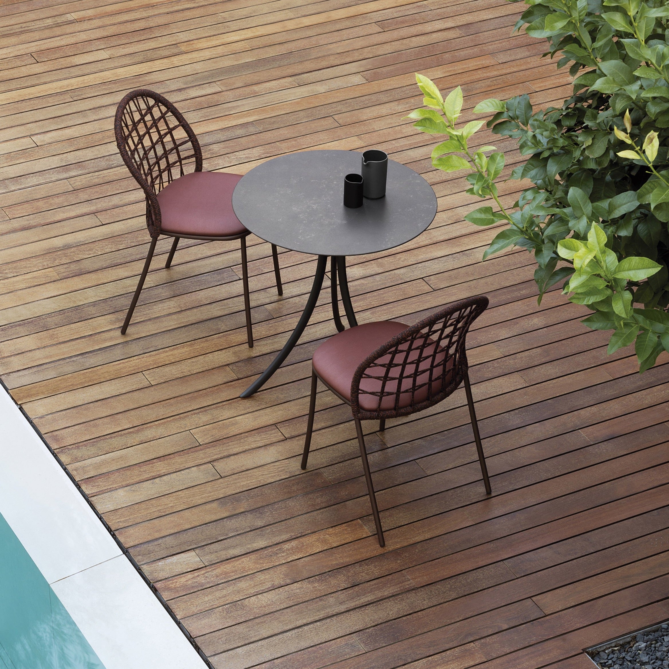 expormim I Petale Stuhl mit Seil im Gittermuster, 2er Set