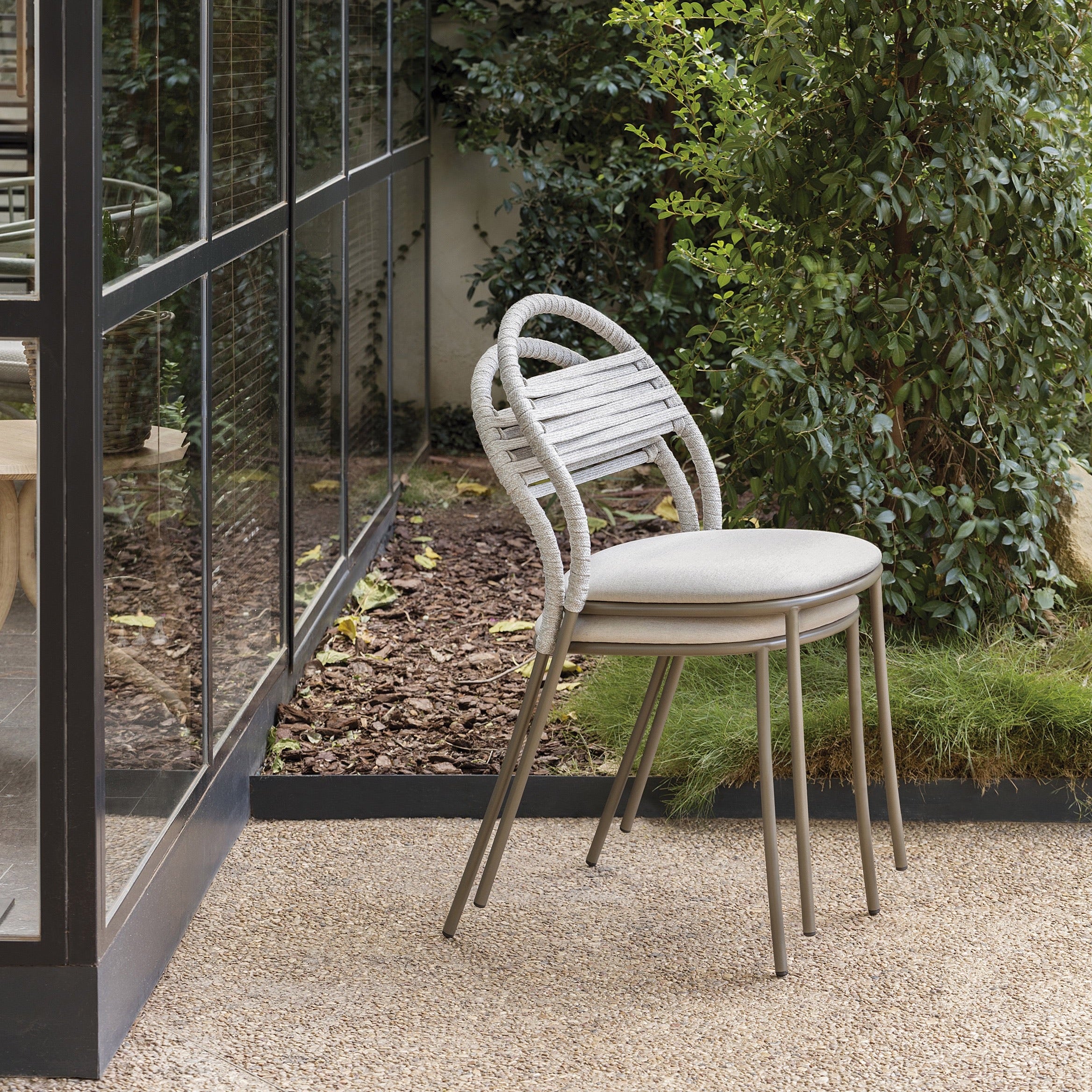 expormim I Petale Stuhl mit Seil im horizontalen Muster, 2er Set