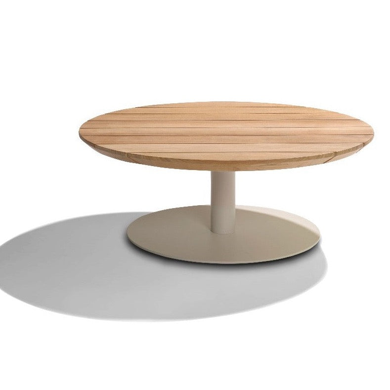 Tribù T-TABLE runder Kaffeetisch leinen/teak