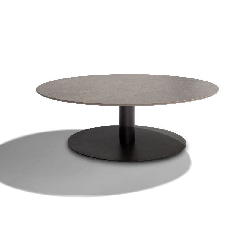Tribù T-TABLE runder Kaffeetisch wengé/keramik piombo