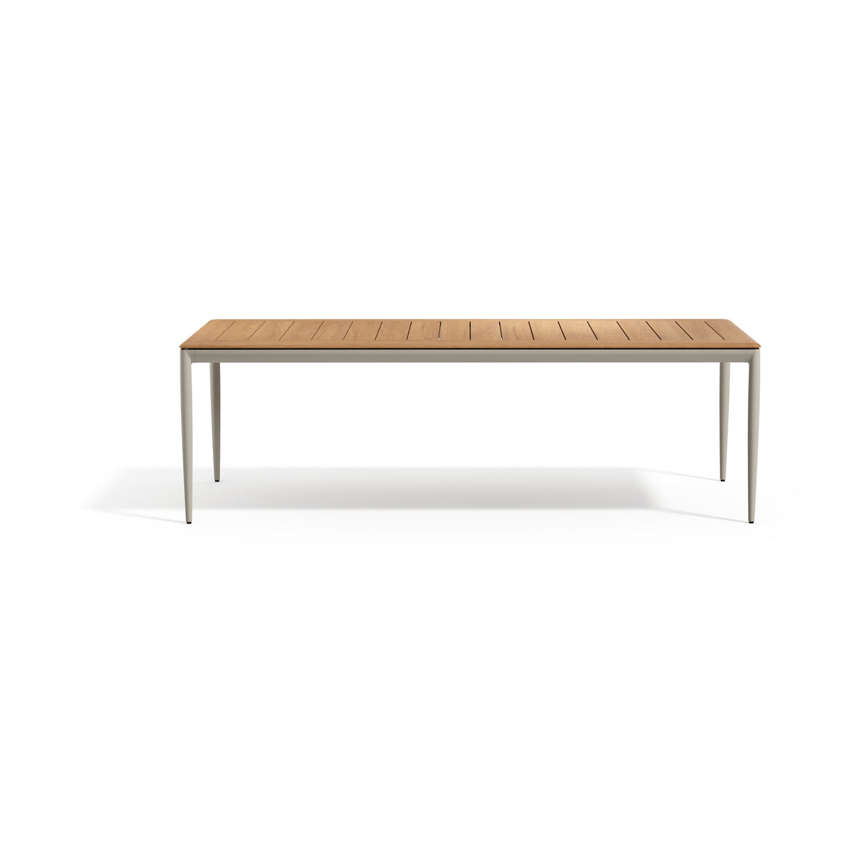 Tribù Nagomi Esstisch 240 cm mit Gestell in Linen und Teakholzplatte