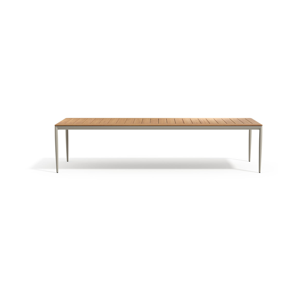 Tribù Nagomi Esstisch 320 cm mit Gestell in Linen und Teakholzplatte