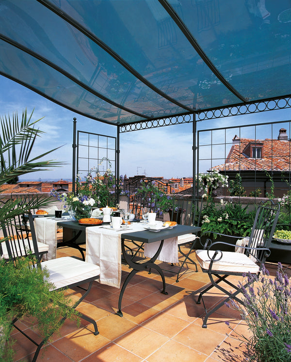 Tibisco add-on pergola with polycarbonate roof