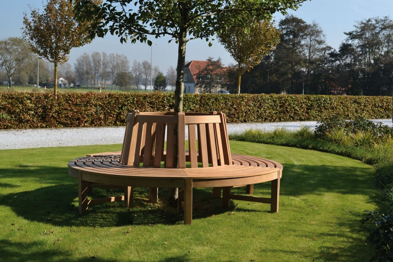 Traditional teak I Beatrice tree bench 210 cm, round