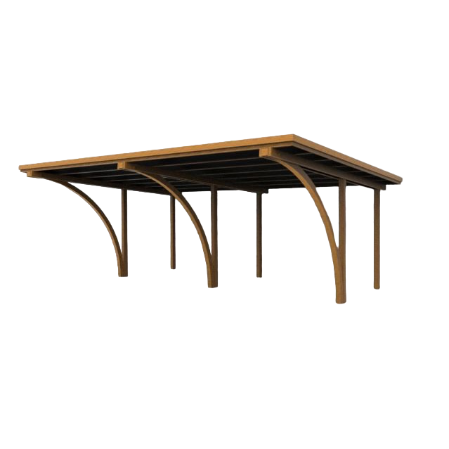 Dieses Carport schützt Ihre Autos vor Witterungseinflüssen und fügt sich dank seines natürlichen Designs harmonisch in Ihren Garten ein. Es hat eine Breite von 709 cm und eine Tiefe von bis zu 578 cm, was ausreichend Platz für zwei Fahrzeuge bietet.