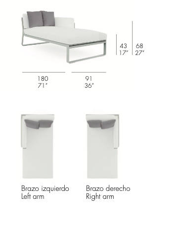Gandia Blasco I Flat Sectional 2 Chaiselongue rechts