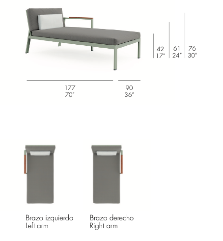 Gandia Blasco Timeless Sectional 2 chaise lounge right