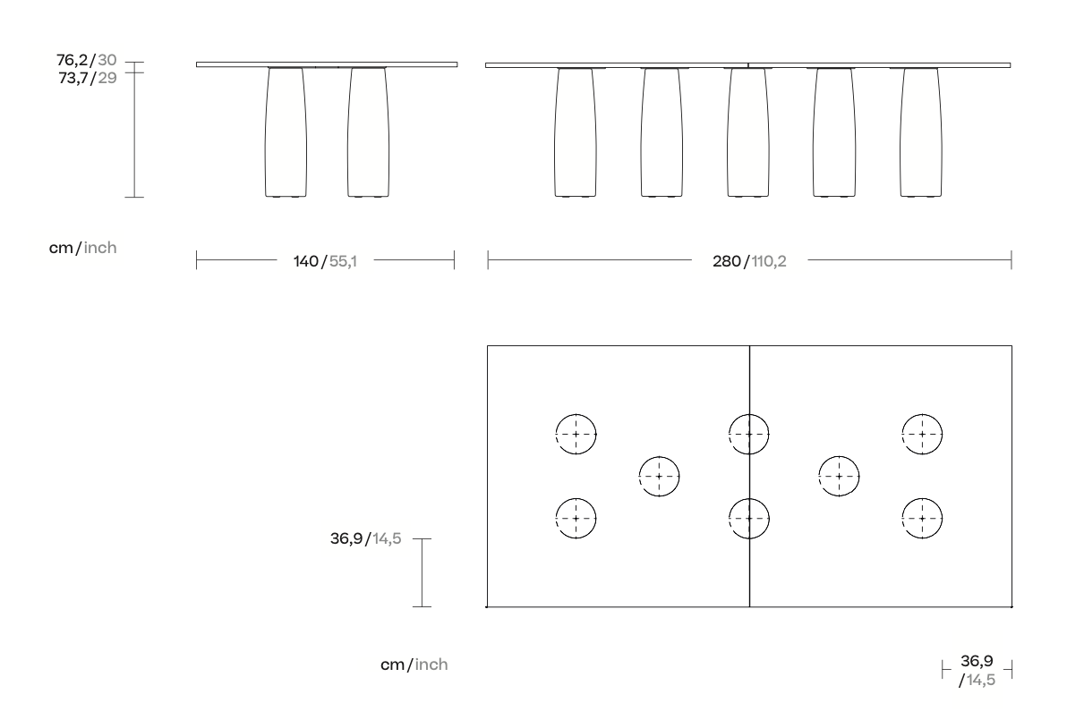 Kettal I Il Colonnato dining table, teak, 280 cm, rectangular