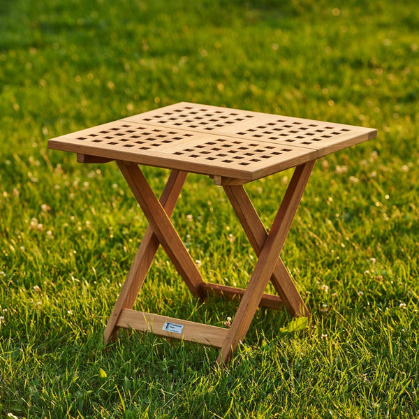 Table pliante traditionnelle en teck Lilly carrée 52 cm