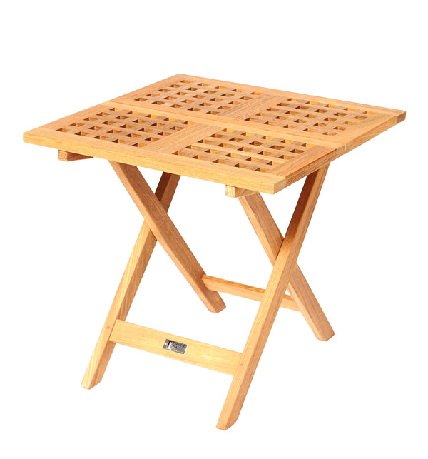 Table pliante traditionnelle en teck Lilly carrée 52 cm