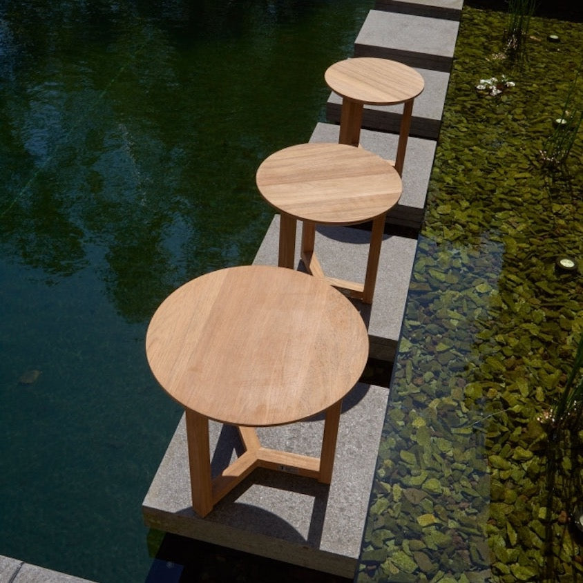 Traditional teak Manon small round side tables