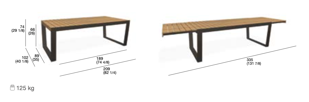 Roda I Spinnaker Esstisch 209/335 cm, ausziehbar