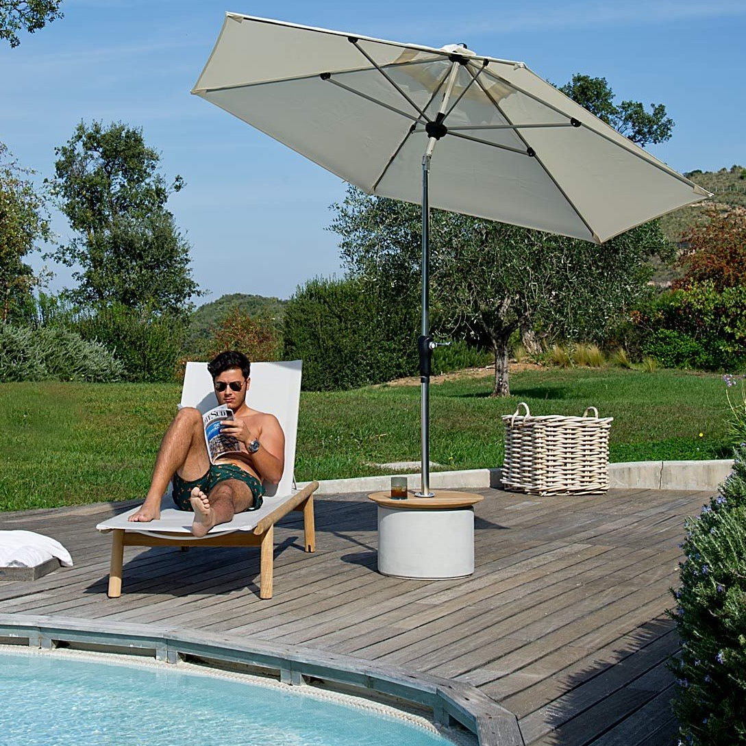 Unopiu I Lipari Sonnenschirmständer aus Beton mit Tisch 45 cm