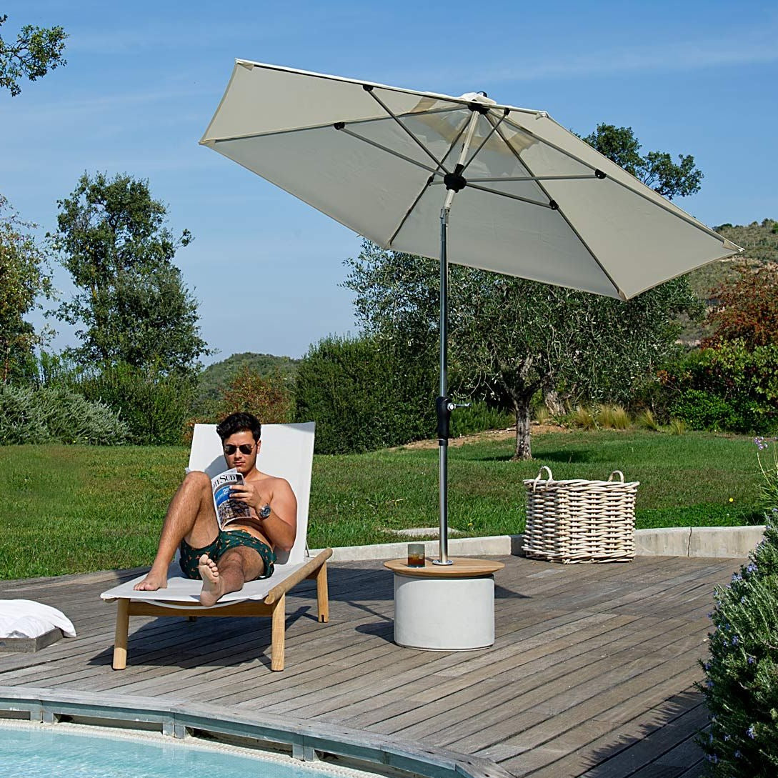 Unopiu Lipari Sonnenschirmständer aus Beton mit Tisch 85 cm
