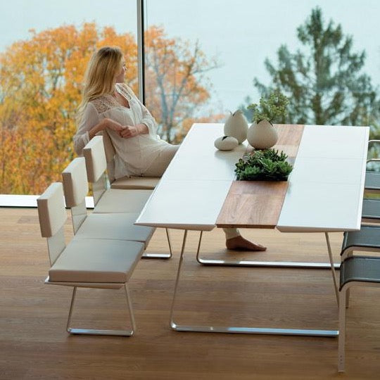 Ego Paris Bank Extrados Large in silber mit beigen Polstern