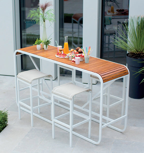 Ego Paris hoher Hocker Tandem in weiß mit beiger Sitzfläche