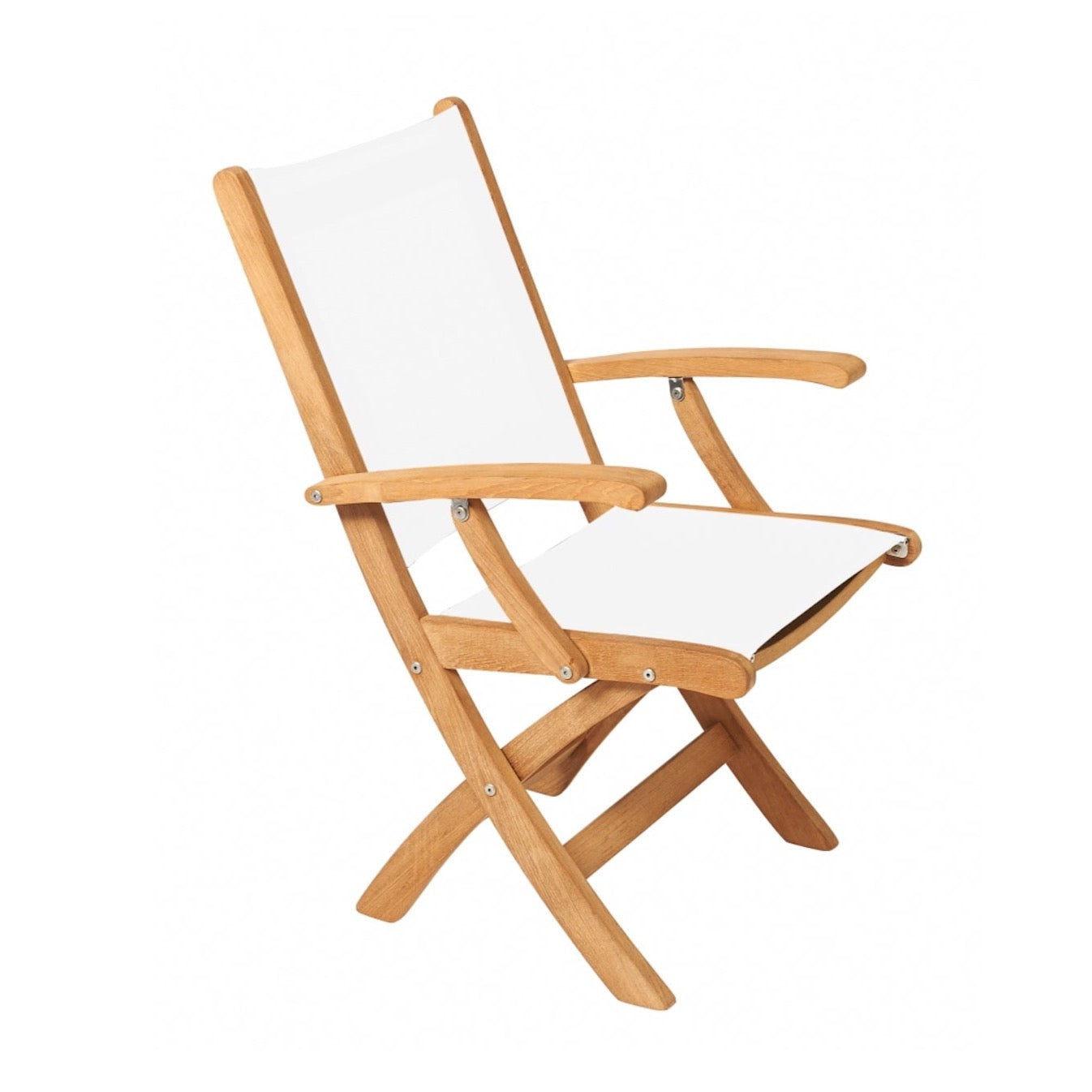 Traditional teak Kate folding chair with armrests