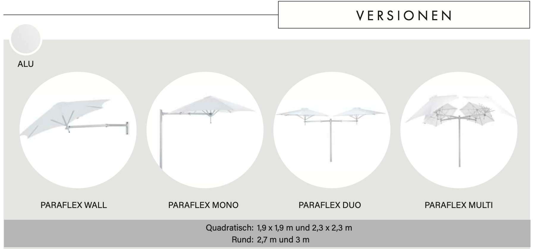 Umbrosa I Paraflex Mono 2,7 m, rund