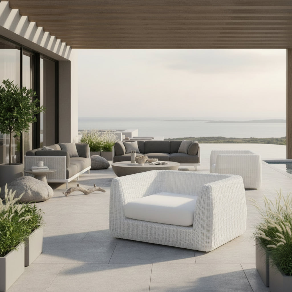Unopiù Agorà Sessel mit Sitzkissen, großzügige Lounge-Proportionen, Außenbereich