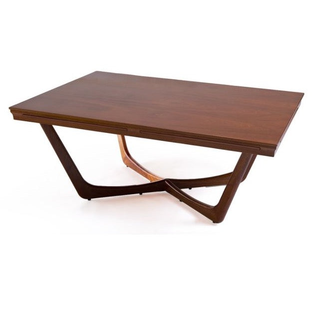Unopiu C'est la vie table made of mahogany with extendable tabletops 