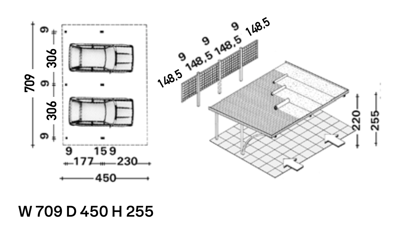 Unopiu I Covercar Autoüberdachung Doppelcarport