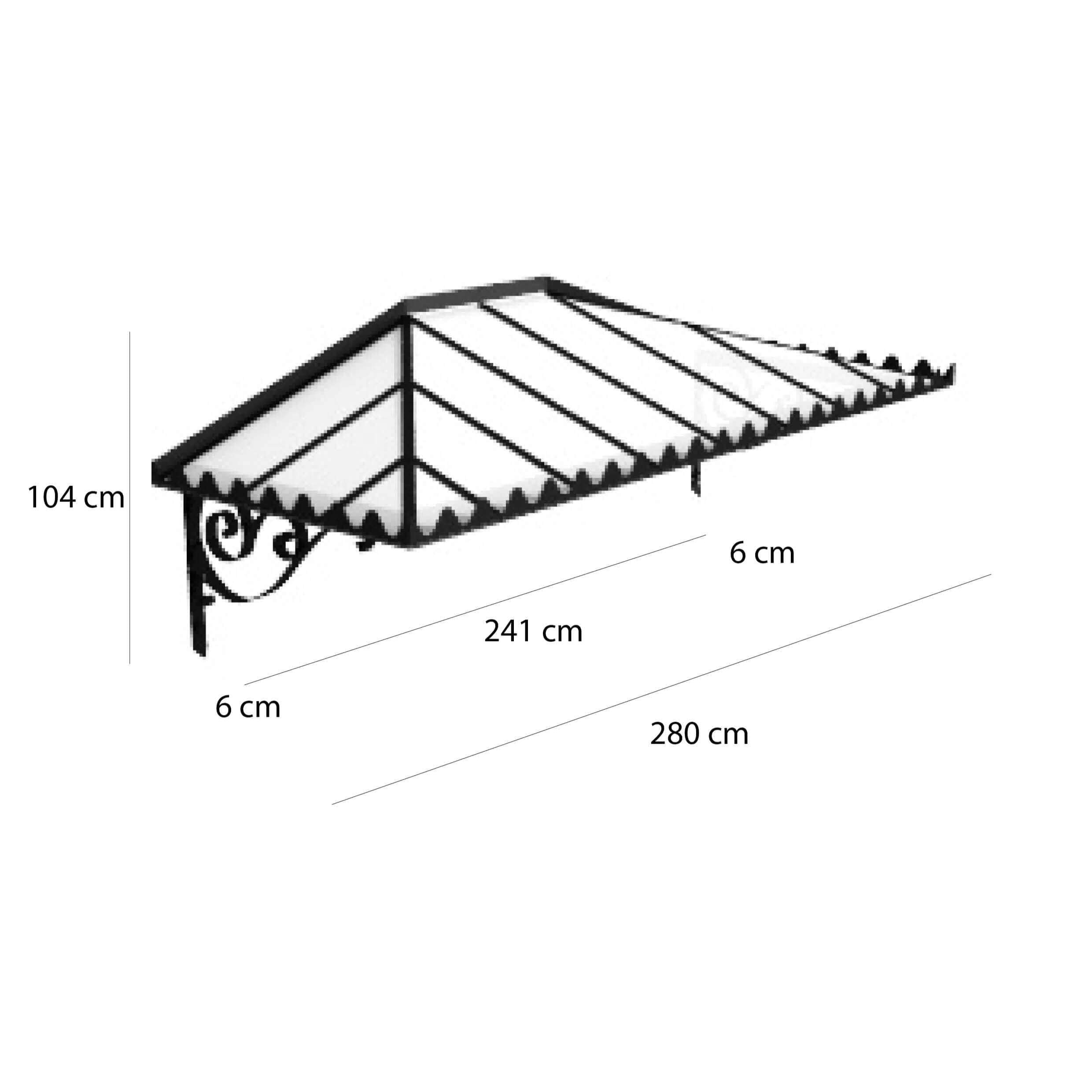 Mit einer Trägerhöhe von 68 cm und einer Dachhöhe von 36 cm bietet das Vordach optimalen Schutz und eine ansprechende Optik.
