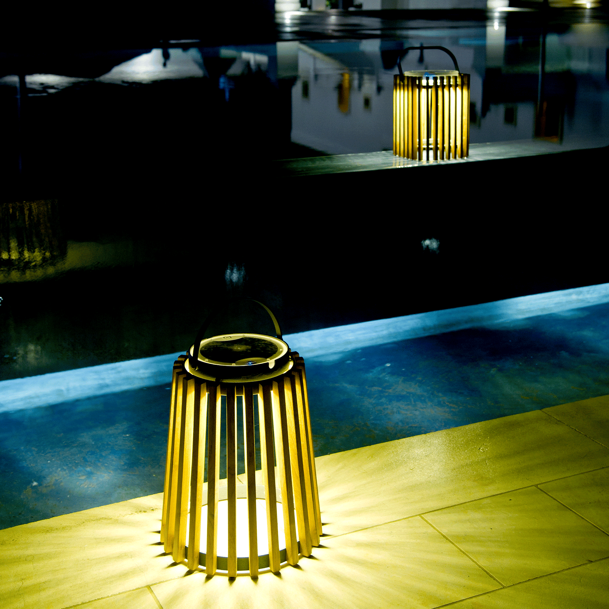 Unopiu Solare Bodenleuchte Ø26x40cm in Teakholz