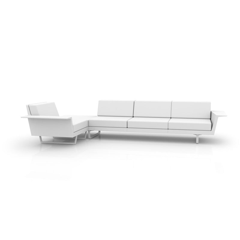 Canapé d'angle lounge 4 places Vondom DELTA droit avec table intégrée