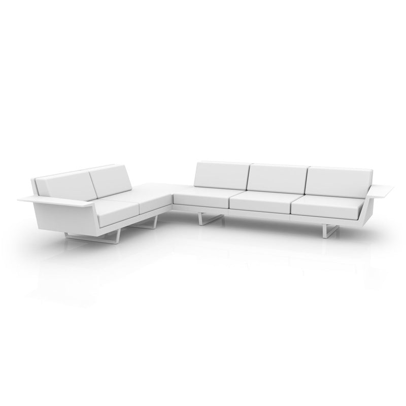 Canapé d'angle lounge 5 places Vondom DELTA droit avec table intégrée