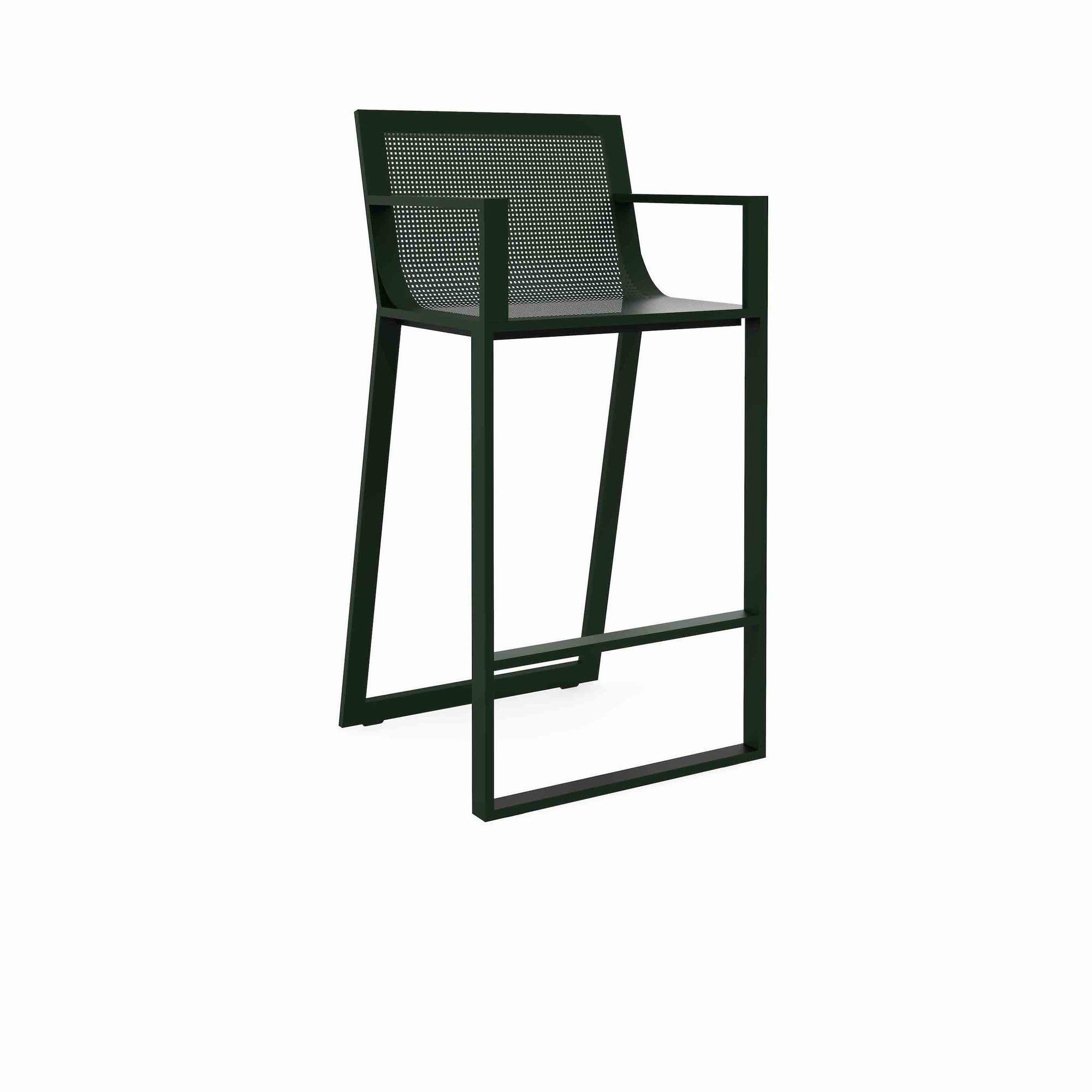 Gandia Blasco Blue High Stool with backrest and arms