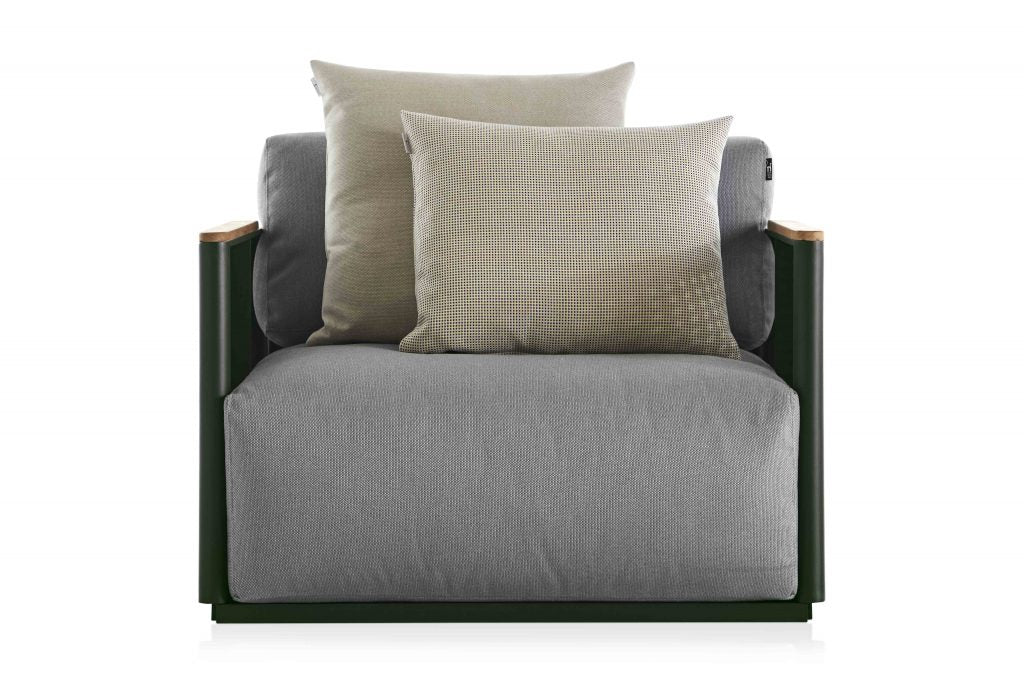 Gandia Blasco Bosc Lounge Chair in grün, Frontansicht 