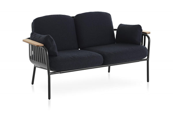 Gandia Blasco Capa 2 Seat Sofa in schwarz/blau, Frontansicht , etwas seitlich 