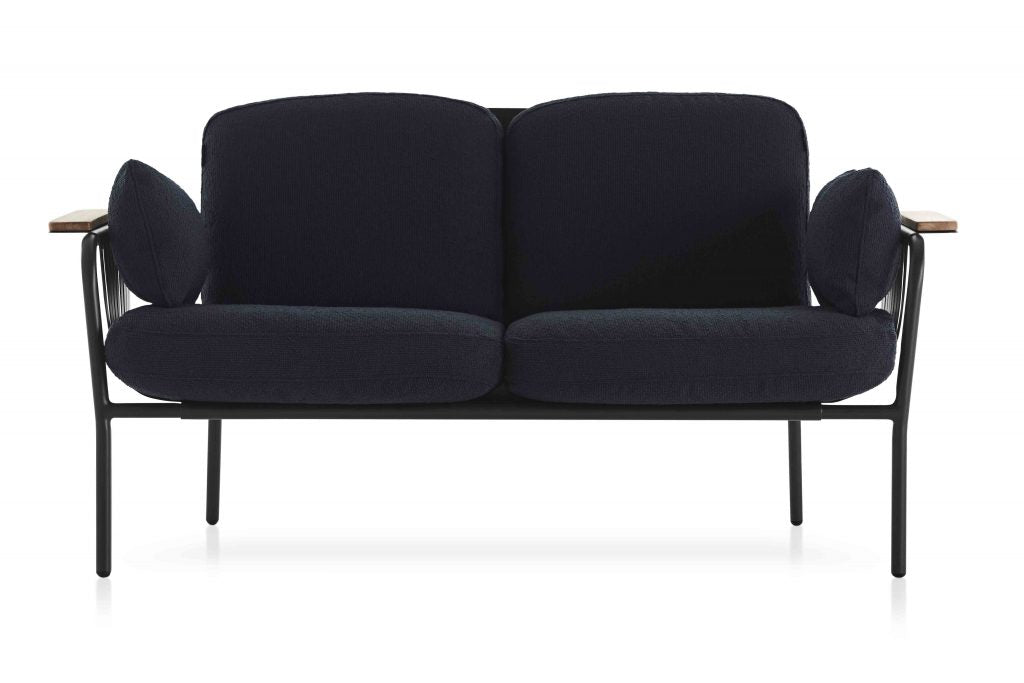Gandia Blasco Capa 2 Seat Sofa in schwarz/blau, Frontansicht 