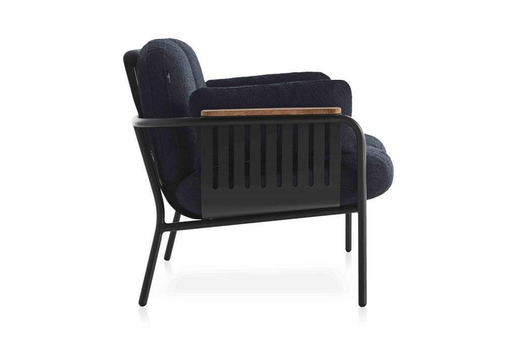 Gandia Blasco Capa 2 Seat Sofa in schwarz/blau, Seitenansicht  