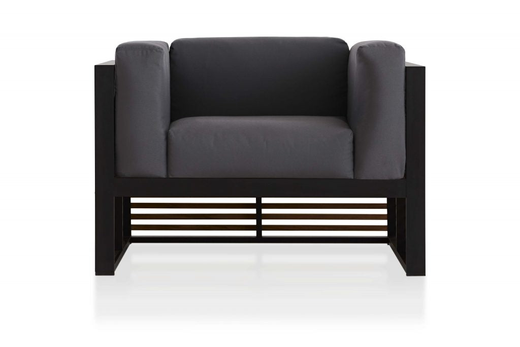 Gandia Blasco DNA Teak Lounge Chair in schwarz, Frontansicht 