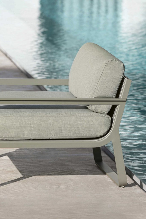 Gandia Blasco Flat Lounge Chair in cement/grün, Seitenansicht 