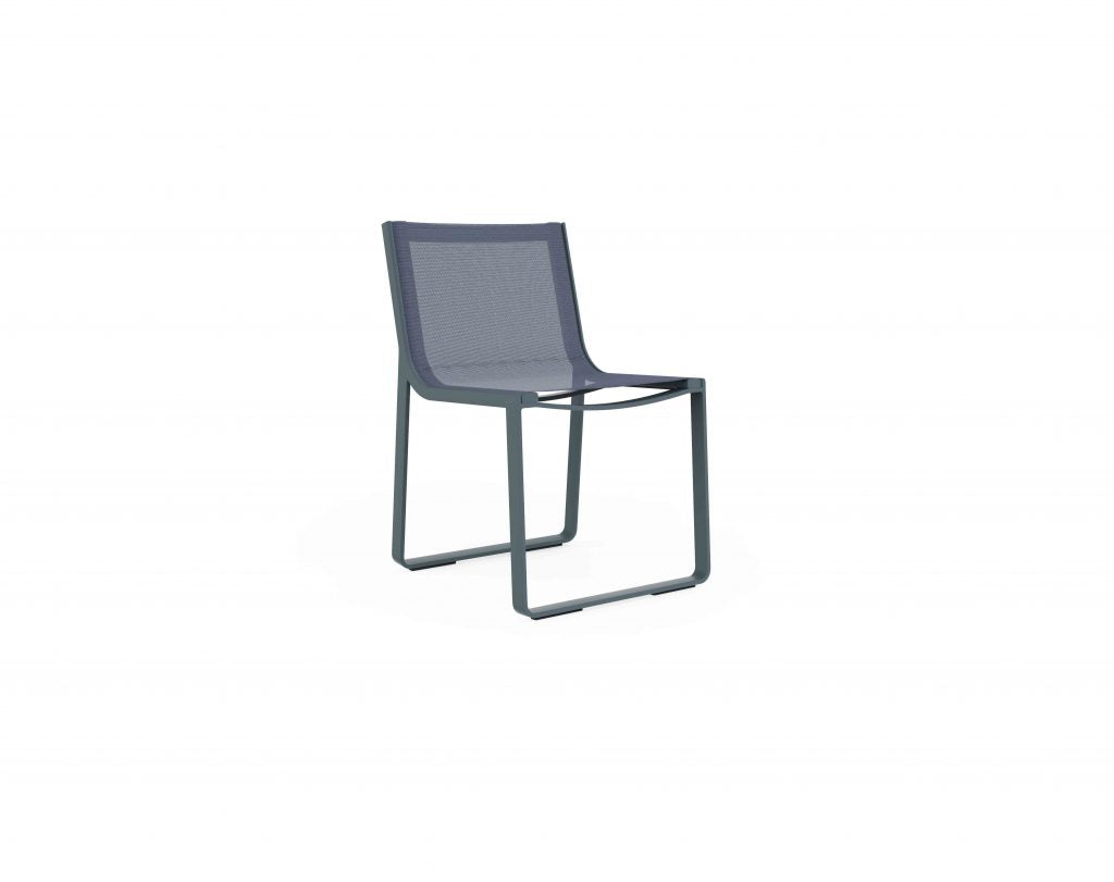 Gandia Blasco Flat Textil Dining Chair in blau-grau, Frontansicht 