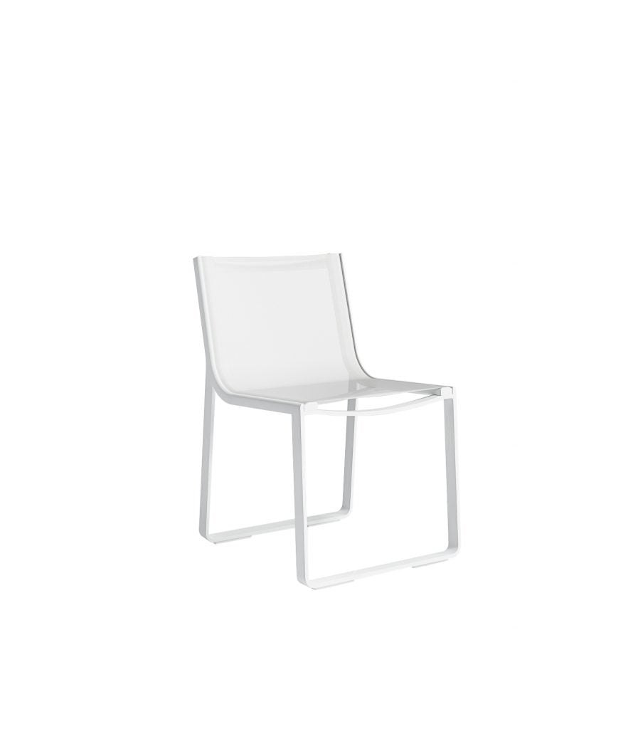 Gandia Blasco Flat Textil Dining Chair in weiß, Frontansicht 